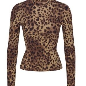 SKIMS Brown Leopard Long Sleeve Top